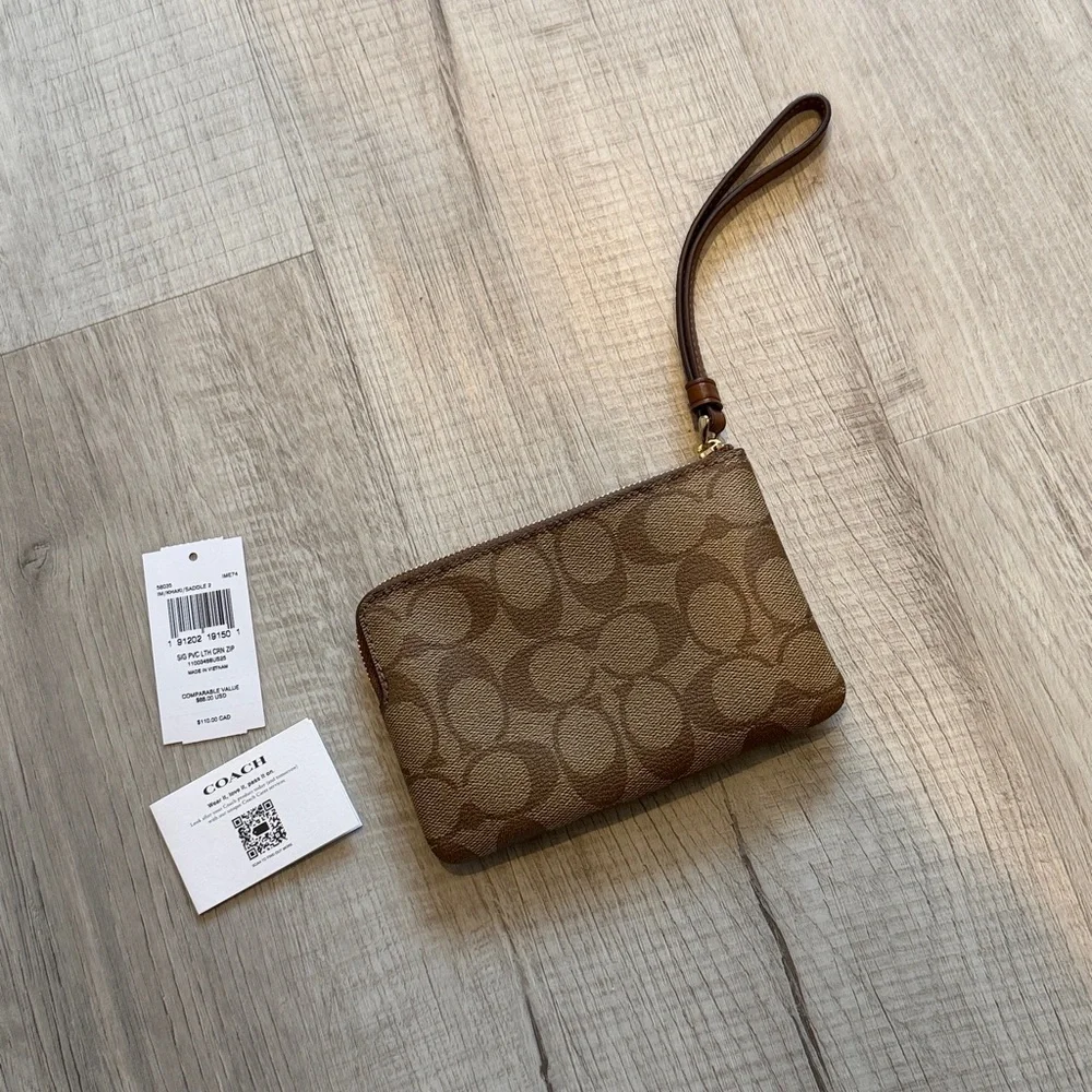 Coach Signature Brown Wristlet - Picture 2 of 4